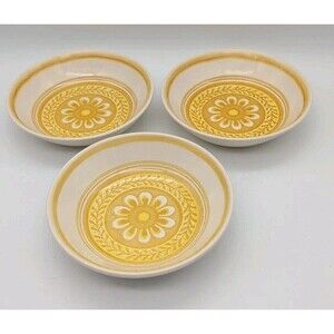 Vtg Royal Ironstone Casablanca Cavalier Yellow Bowls Set Of 3